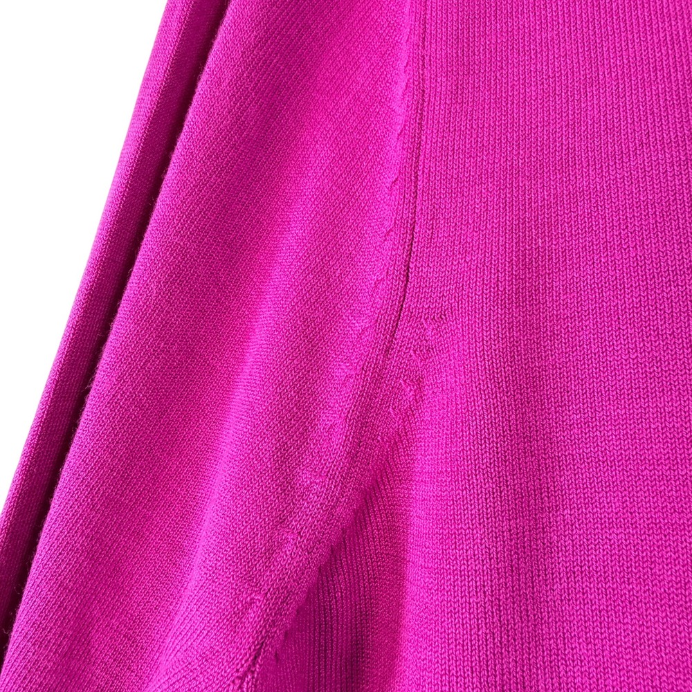 August Silk Womens Fuchsia Pink Crew Neck Long Sleeve Button Front Cardigan L - Picture 9 of 11
